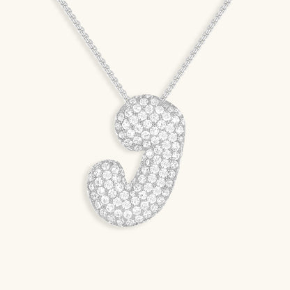 Glitter Diamant Initial Halsketting Zilver