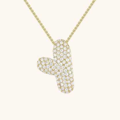 Glitter Diamant Initial Halsketting Zilver