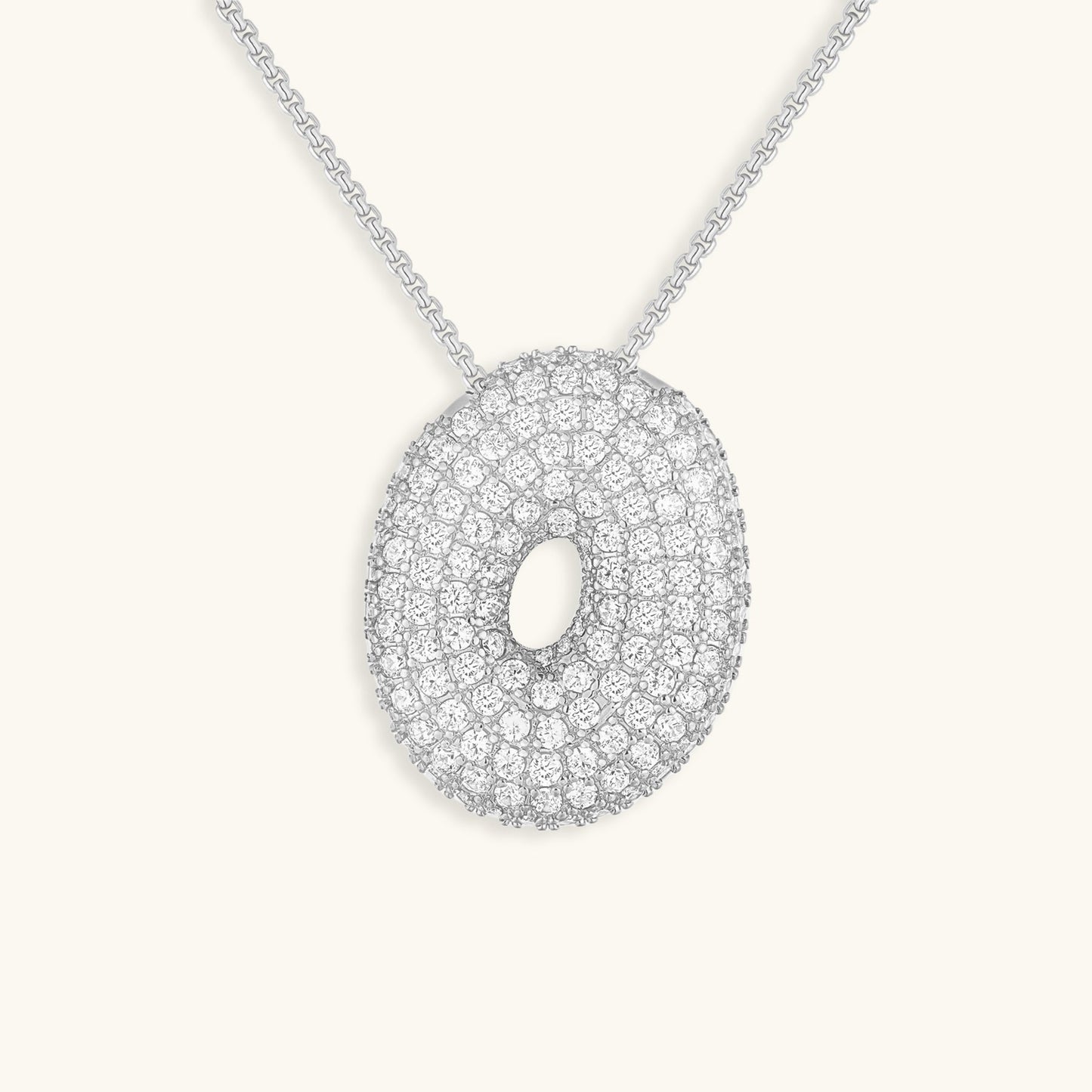 Glitter Diamant Initial Halsketting Zilver