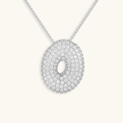 Glitter Diamant Initial Halsketting Zilver