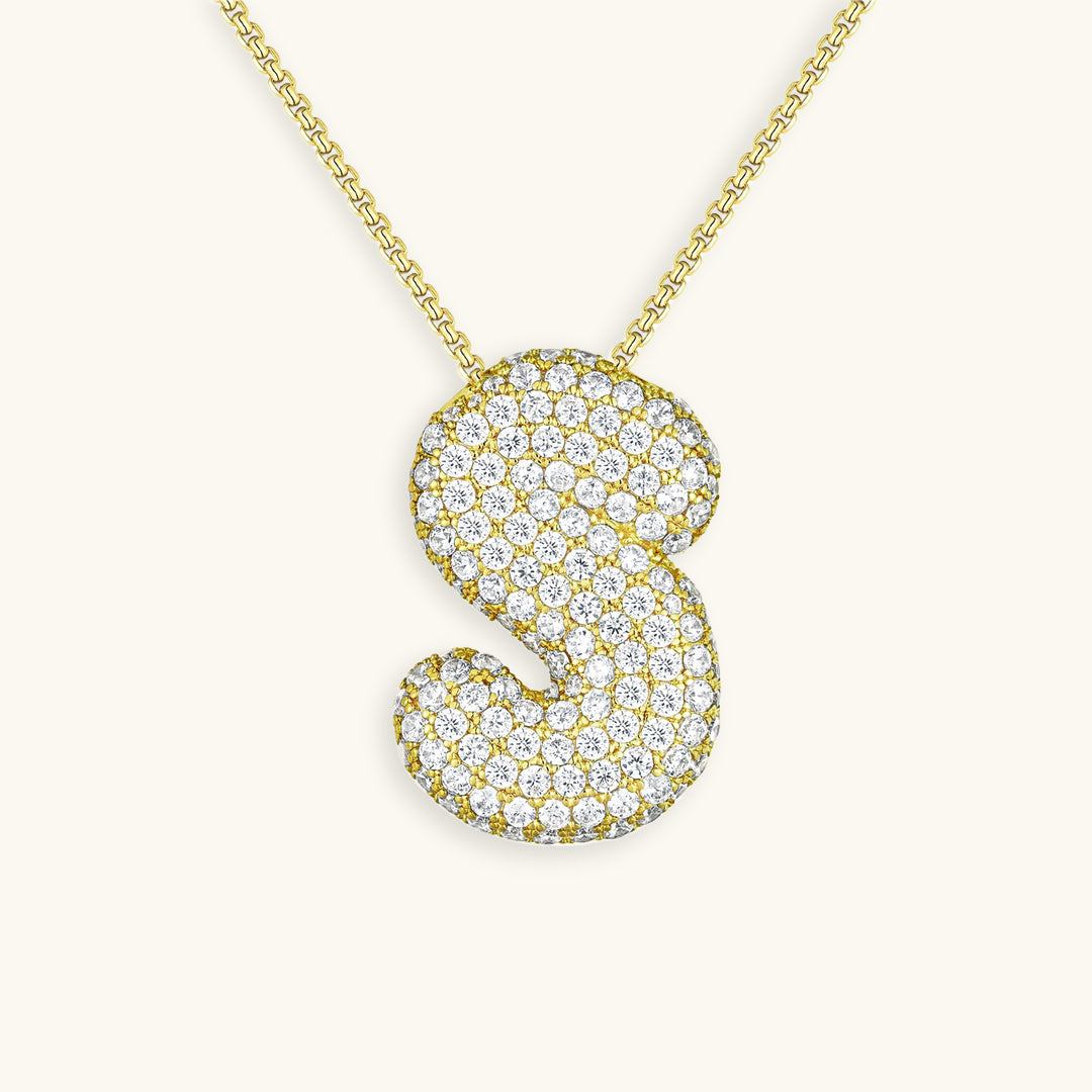 Glitter Diamant Initial Halsketting Zilver