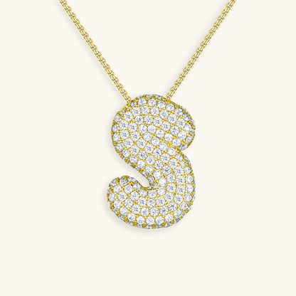 Glitter Diamant Initial Halsketting Zilver