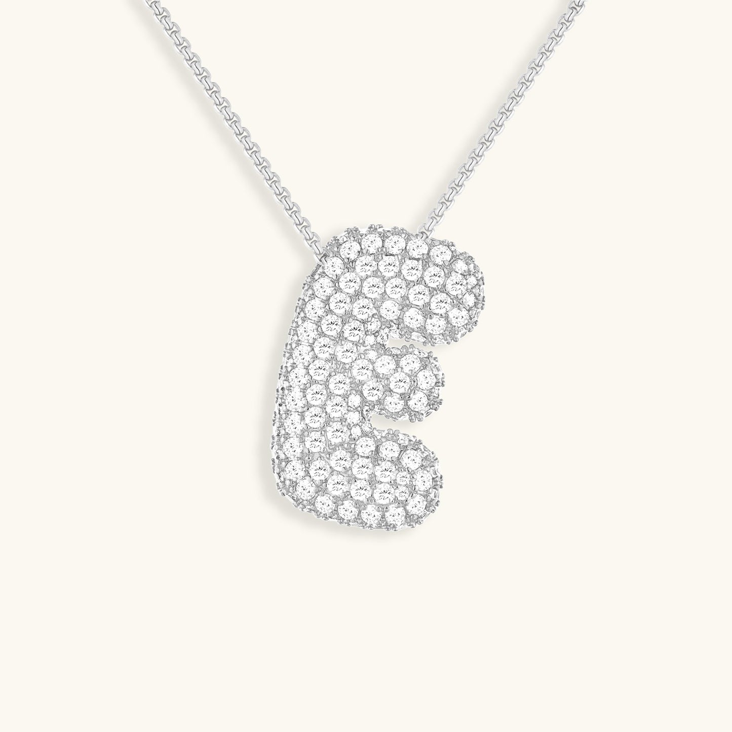 Glitter Diamant Initial Halsketting Zilver