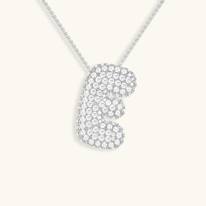 Glitter Diamant Initial Halsketting Zilver
