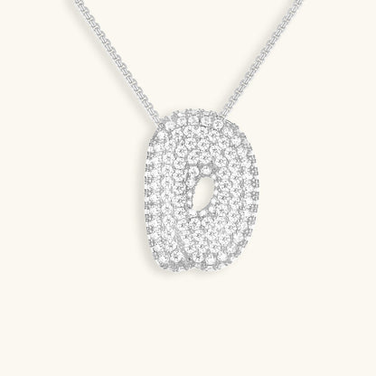 Glitter Diamant Initial Halsketting Zilver