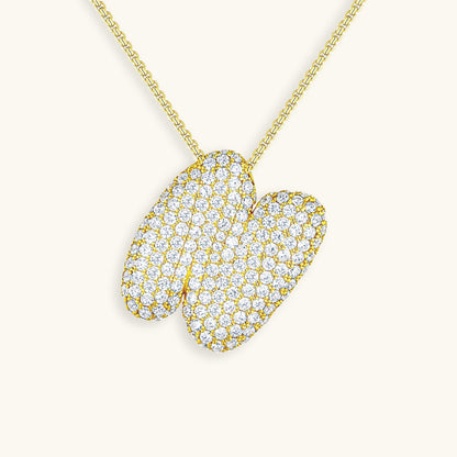 Glitter Diamant Initial Halsketting Zilver