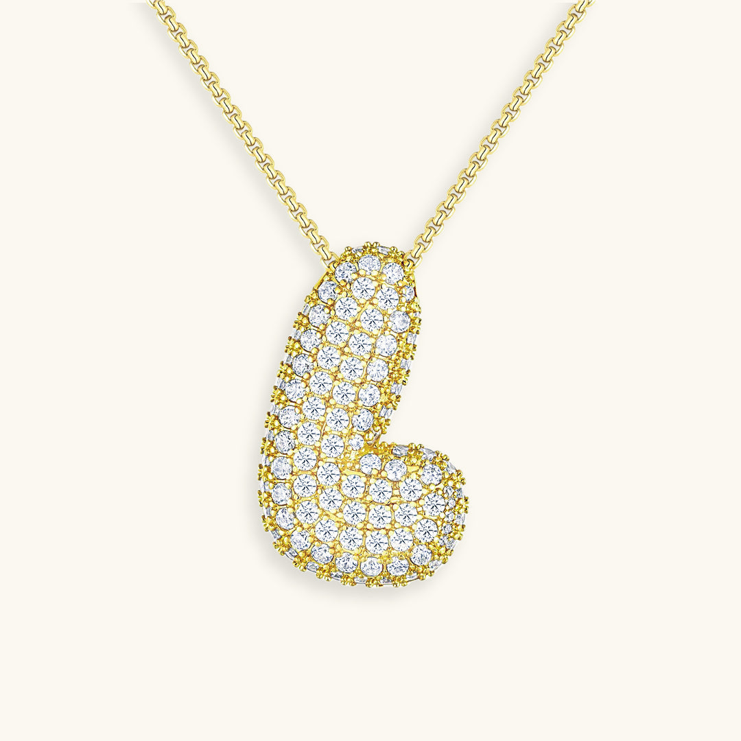 Glitter Diamant Initial Halsketting Zilver