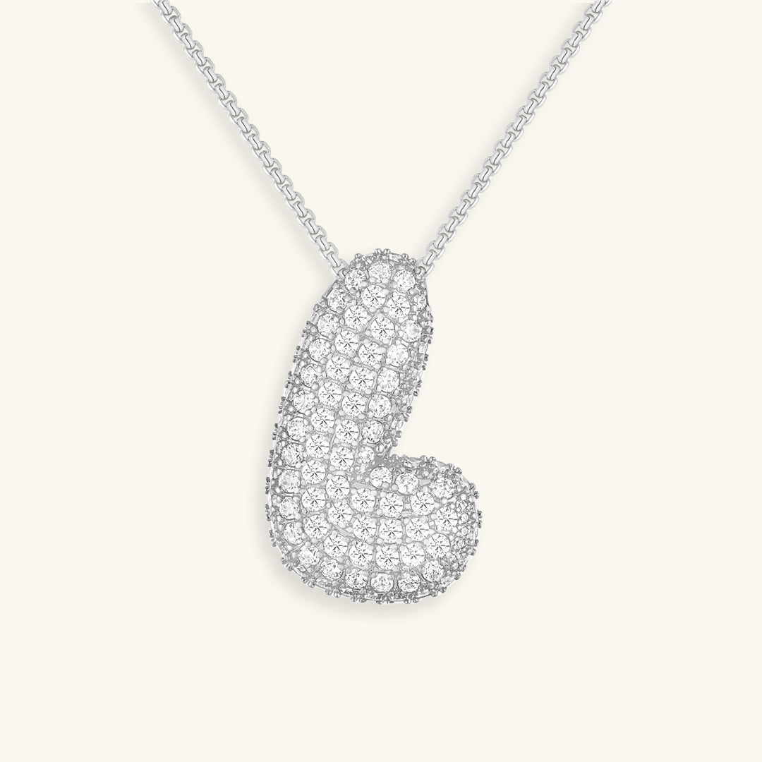 Glitter Diamant Initial Halsketting Zilver