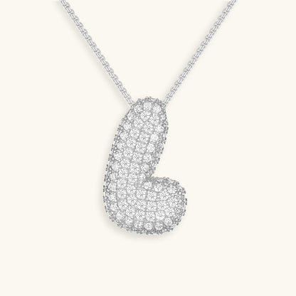 Glitter Diamant Initial Halsketting Zilver