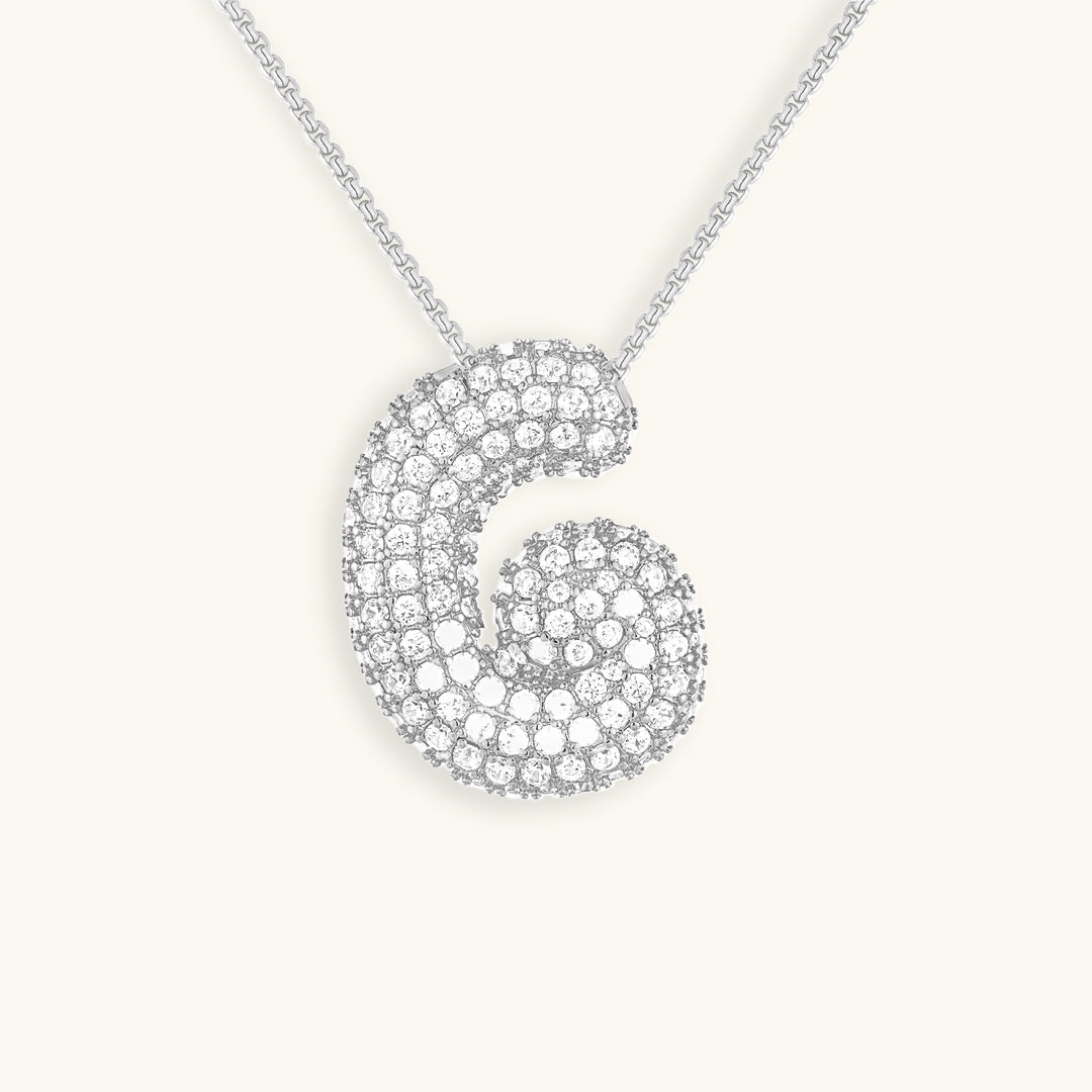 Glitter Diamant Initial Halsketting Zilver