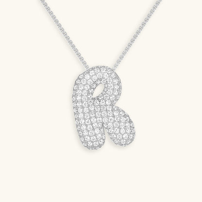 Glitter Diamant Initial Halsketting Zilver