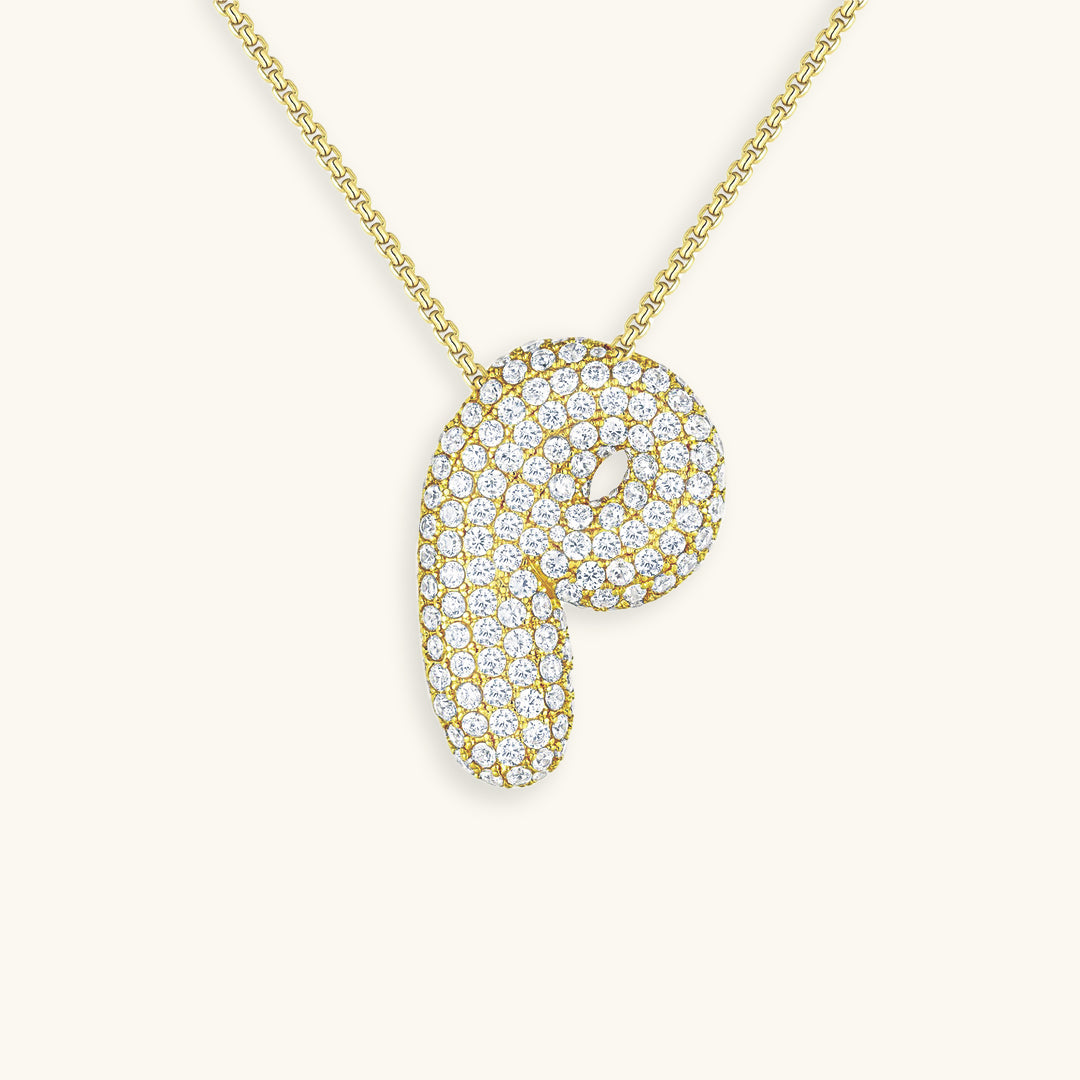 Glitter Diamant Initial Halsketting Zilver