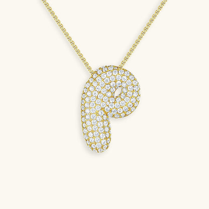 Glitter Diamant Initial Halsketting Zilver