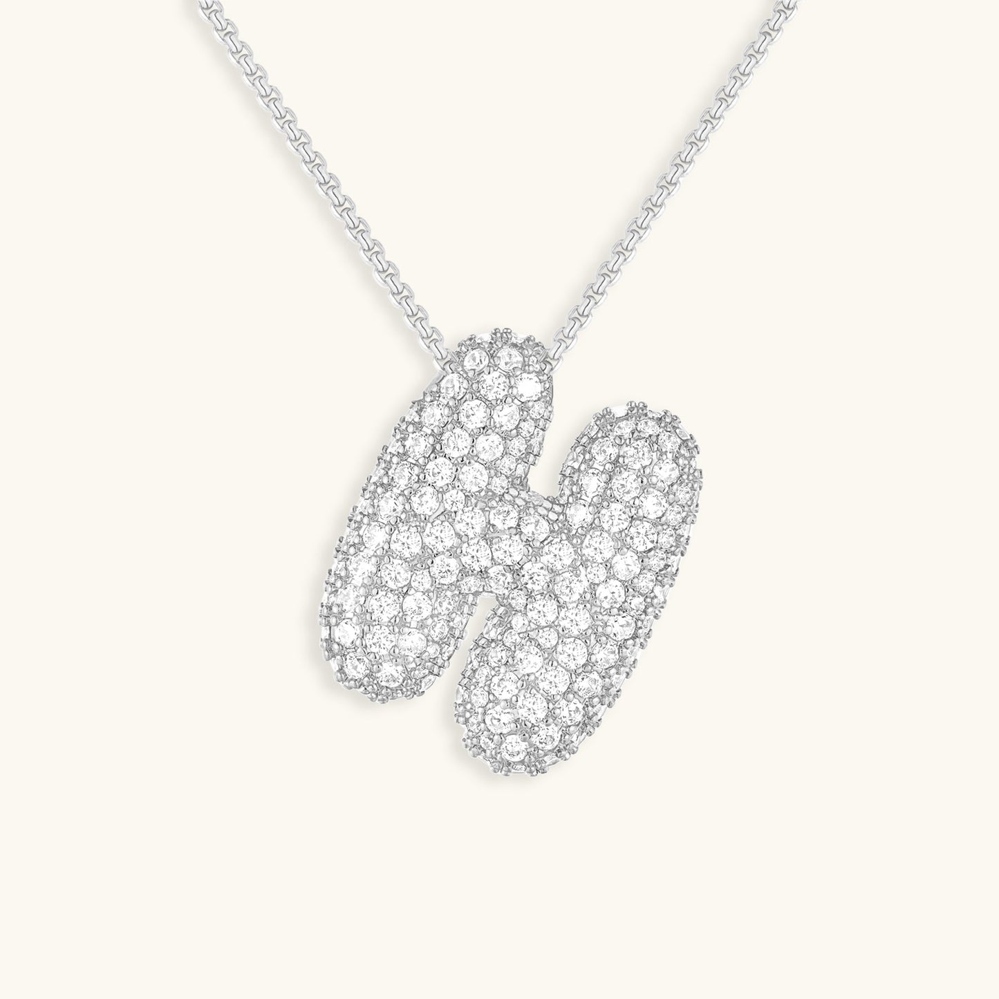 Glitter Diamant Initial Halsketting Zilver