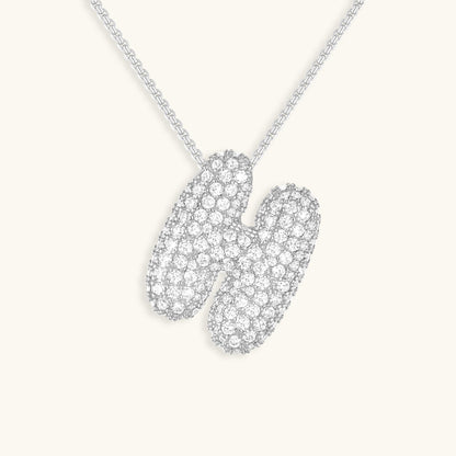 Glitter Diamant Initial Halsketting Zilver