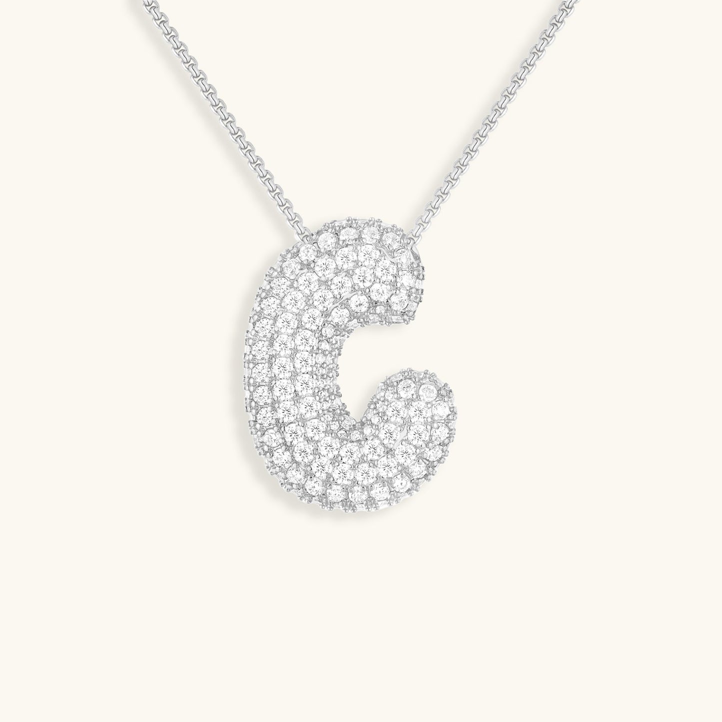 Glitter Diamant Initial Halsketting Zilver