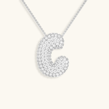 Glitter Diamant Initial Halsketting Zilver
