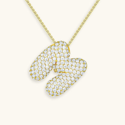 Glitter Diamant Initial Halsketting Zilver