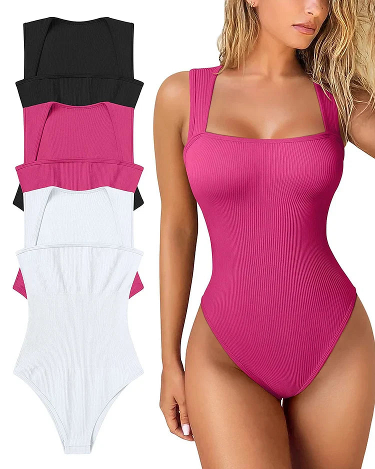 Chic Bodysuit Ribbel Ribbelpatroon Zelfverzekerd Maatkleding