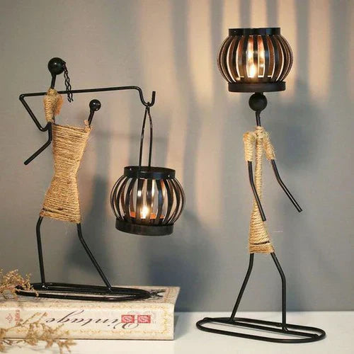 Retro Kaarsenhouder Vintage Stijl Handgemaakt