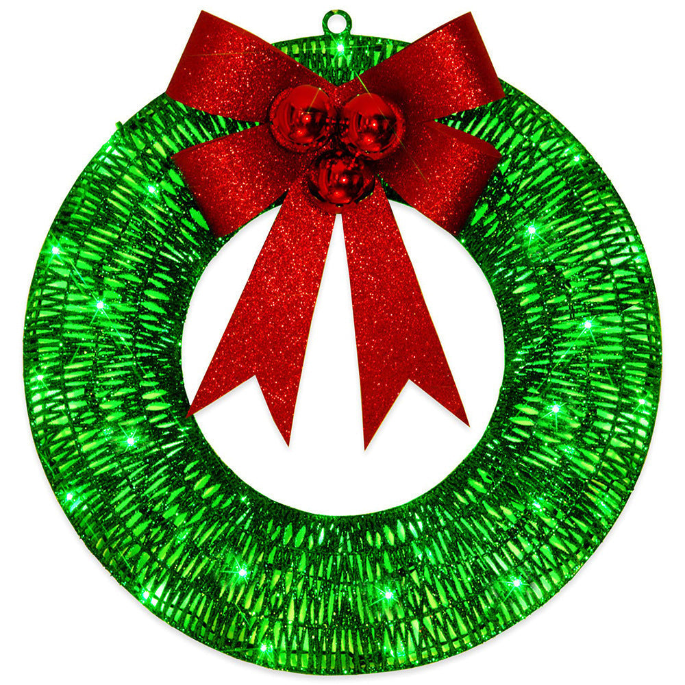 Kerstkrans LED Verlicht 50cm Luxe Groen Goud Handgemaakt