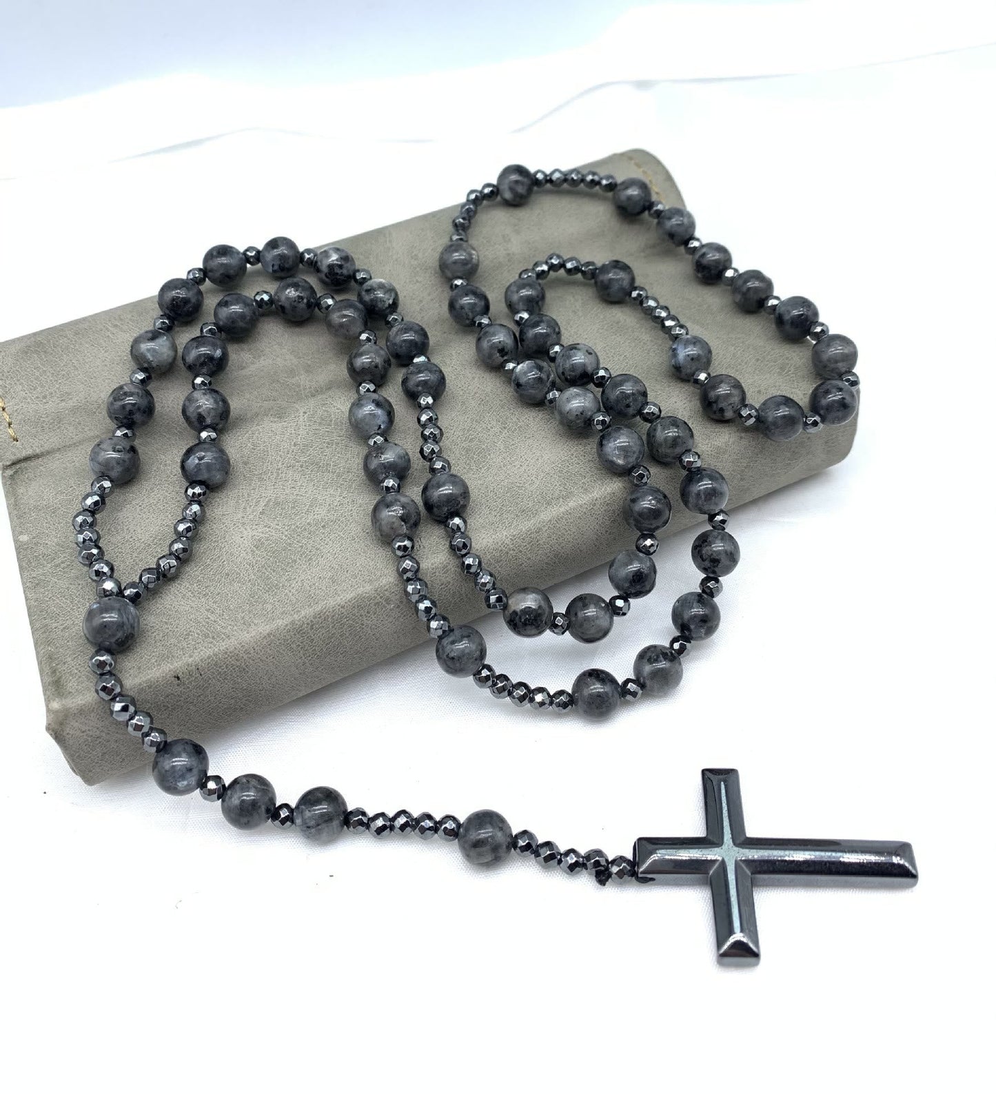 Mannen Rozenkrans Tijgeroog Lapislazuli Edelsteen Hanger