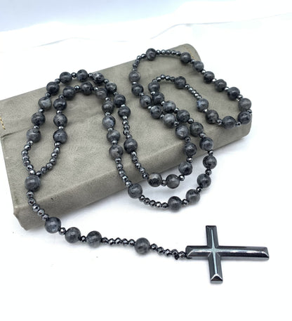 Mannen Rozenkrans Tijgeroog Lapislazuli Edelsteen Hanger