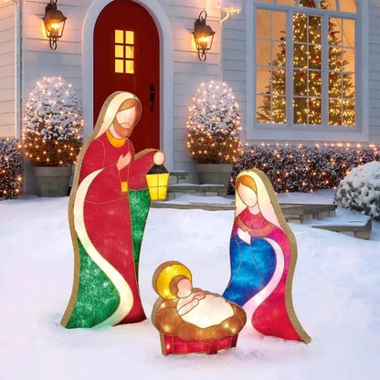 Kerstornament LED Verlicht Heilige Familie voor Tuin en Terras