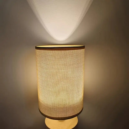 LED Tafellamp Houten Basis Stoffen Kap Minimalistisch Design