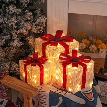 Kerstcadeauboxen LED Verlicht Set van 3 voor Binnen en Buiten