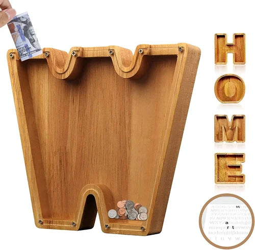 Houten Spaarpot Gepersonaliseerd met Naam of Initialen