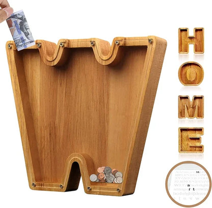 Houten Spaarpot Gepersonaliseerd met Naam of Initialen