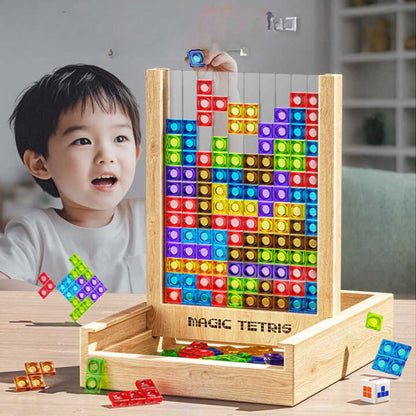 Houten Tetris Spel Klassiek Strategisch Speelgoed - Velinix