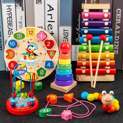 Houten Speelset 5-in-1 Montessori voor Kinderen vanaf 6 Maanden