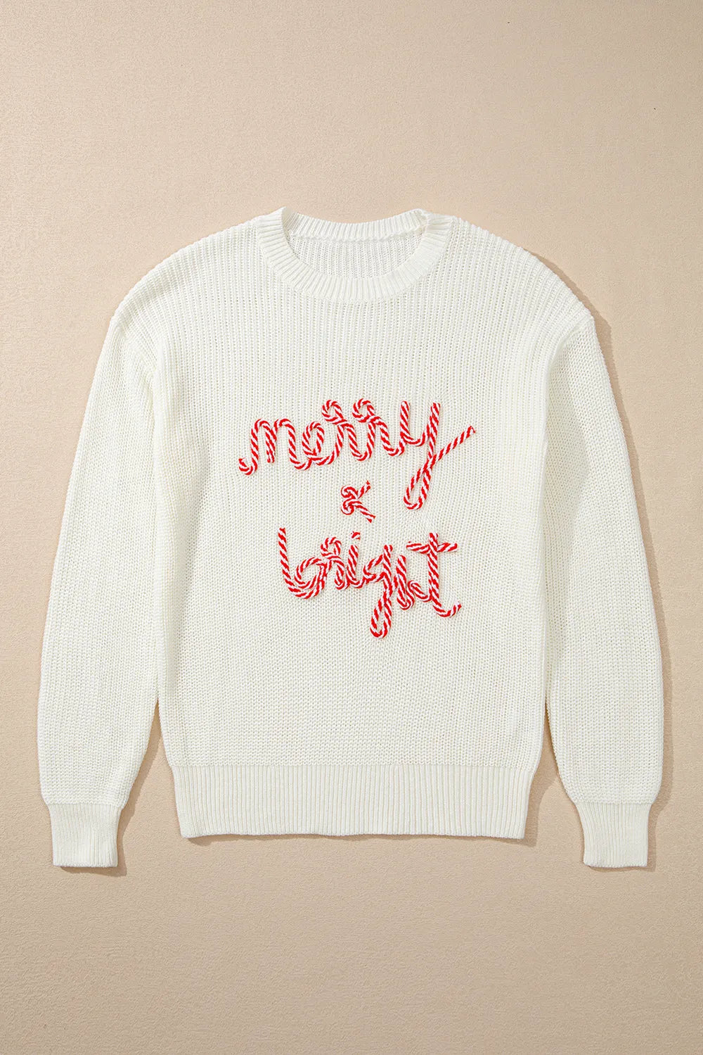Kersttrui Wit Suikerstok Design Vrolijk en Feestelijk