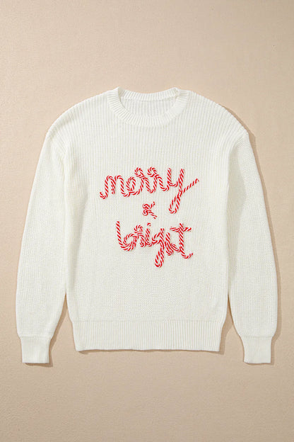 Kersttrui Wit Suikerstok Design Vrolijk en Feestelijk