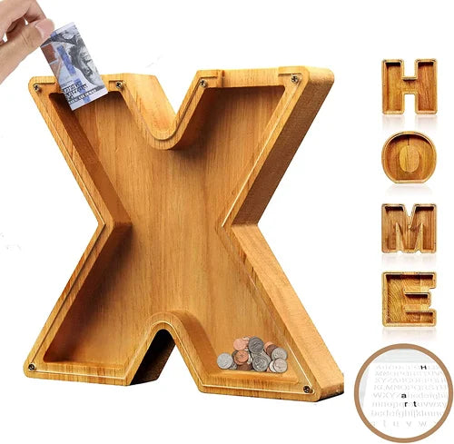 Houten Spaarpot Gepersonaliseerd met Naam of Initialen