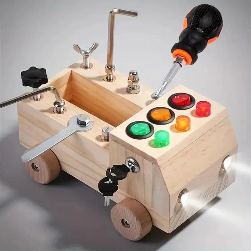 Houten Speelbord met LED-lampjes en Schakelaars voor Kinderen - Velinix