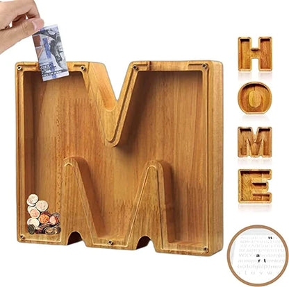Houten Spaarpot Gepersonaliseerd met Naam of Initialen