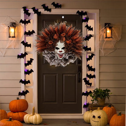 Halloween Krans Clown Eng Griezelig Mesh Decoratie - Velinix