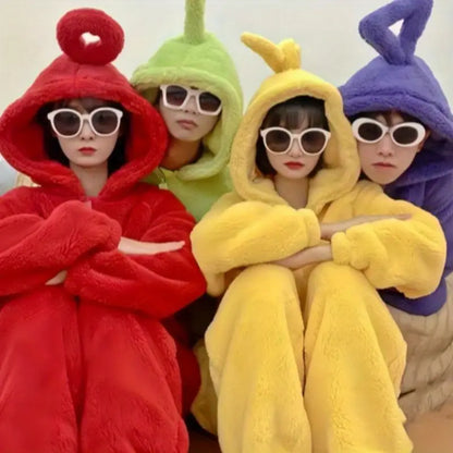 Onesie Pluche Fleece Kostuum Unisex Hooded Lounge Set