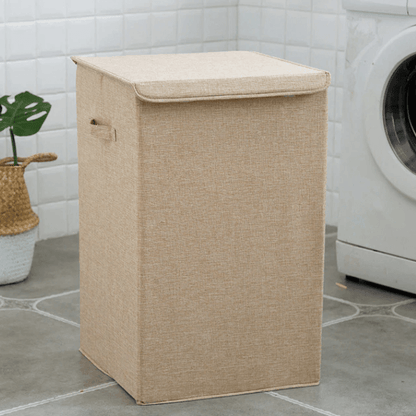 Bamboe Wasmand Met Deksel en Linnen Binnenbekleding