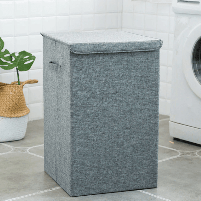 Bamboe Wasmand Met Deksel en Linnen Binnenbekleding