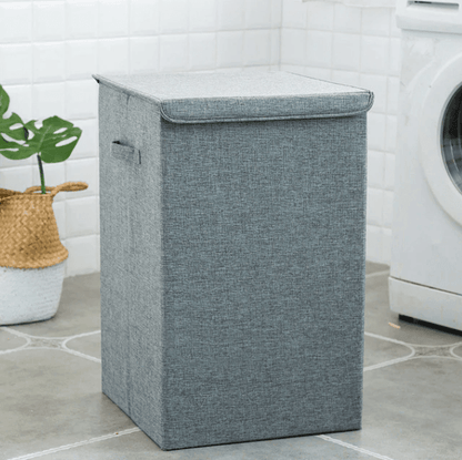 Bamboe Wasmand Met Deksel en Linnen Binnenbekleding