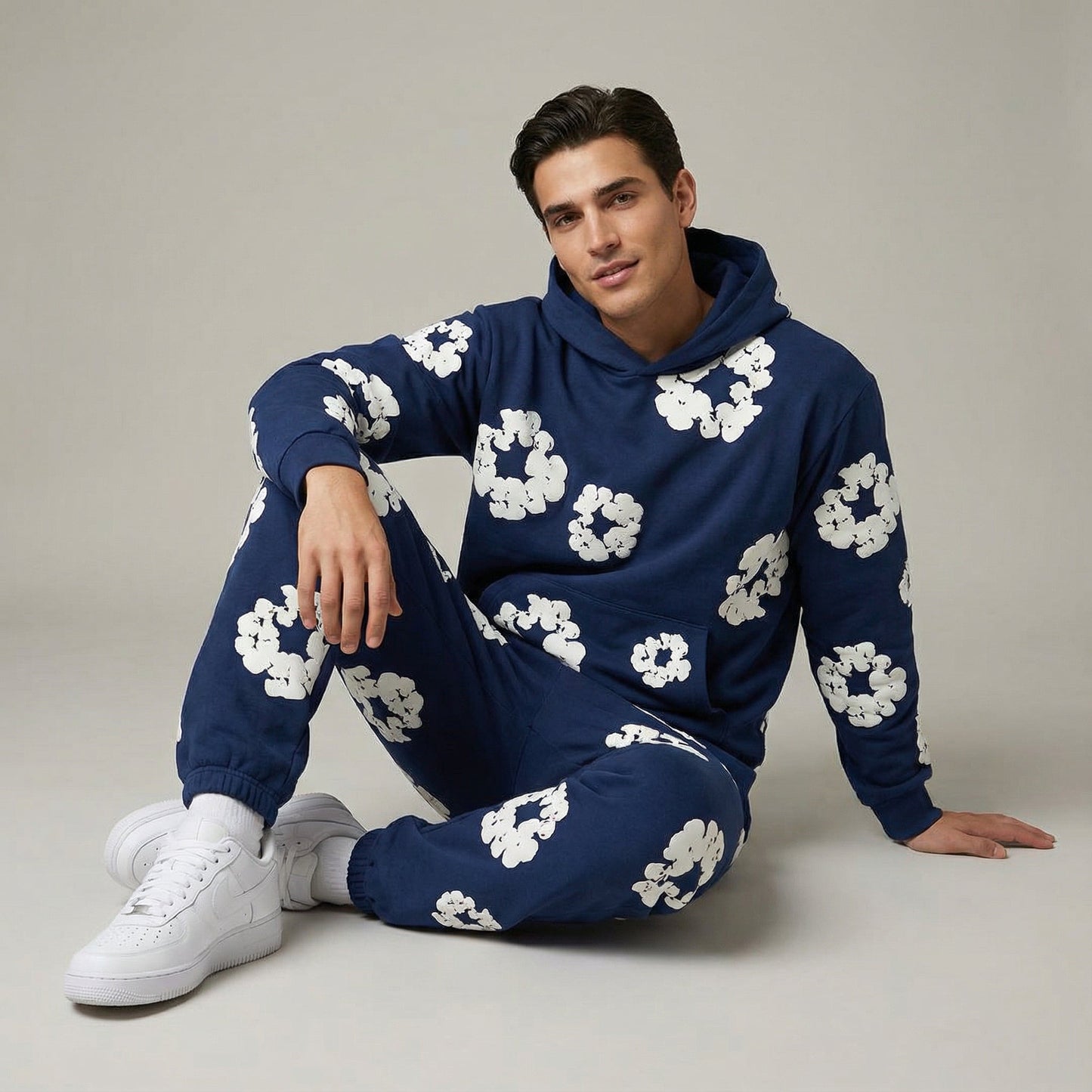 Heren Trainingspak Comfortabel Bloemenprint Sportoutfit