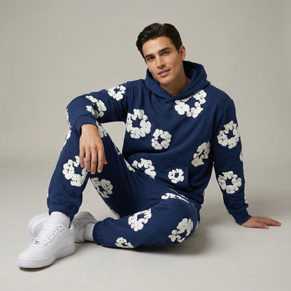 Heren Trainingspak Comfortabel Bloemenprint Sportoutfit