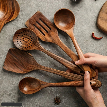 Teak Keuken Set Natuurlijk Houten Bestek - Velinix
