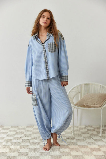Zachte Katoenen Pyjama Set voor Vrouw Tweedelig Comfortabel