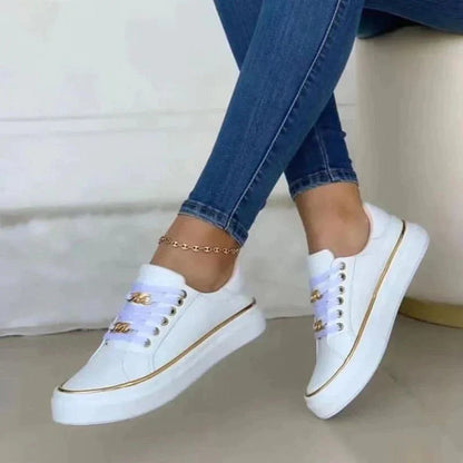 Abrielle™ – Dames Sneakers met Kettingleren Details en Comfortabele Plateauzool-2