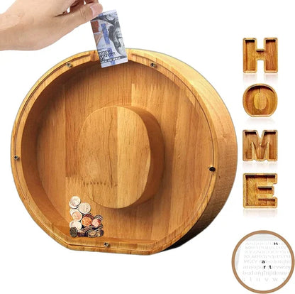 Houten Spaarpot Gepersonaliseerd met Naam of Initialen